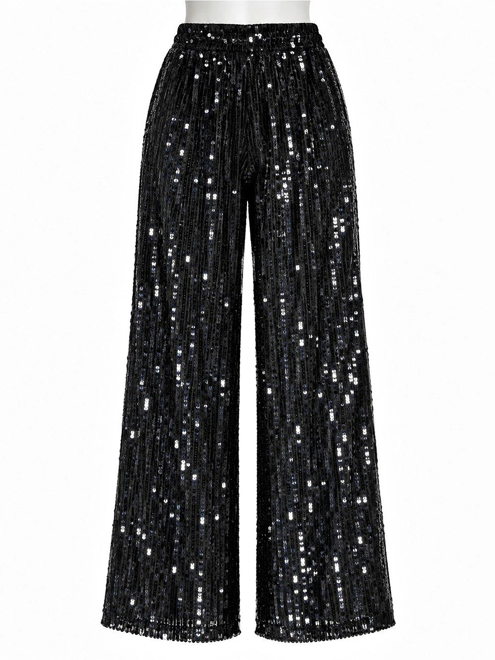 House of Harlow 1960 Black Sequin Wide Leg Pull On Pants Black US 8